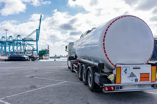 Tanker truck waiting for supply to ship