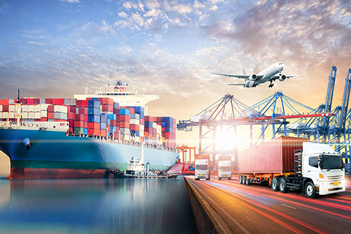 Global business logistics import export transport concept